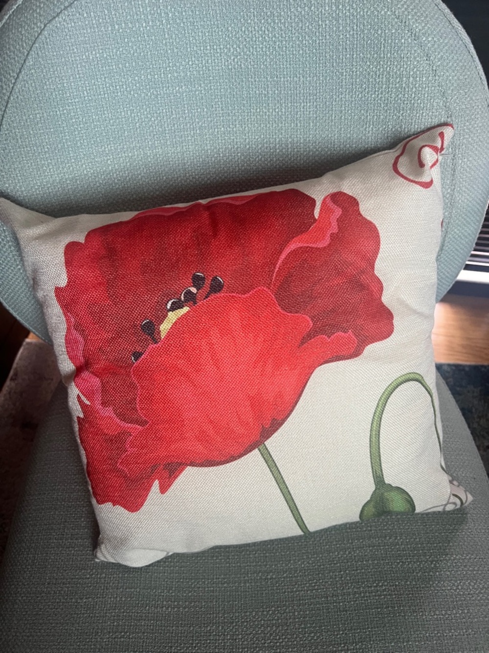 Red Poppy Floral Throw Pillow - Picture 8 of 10